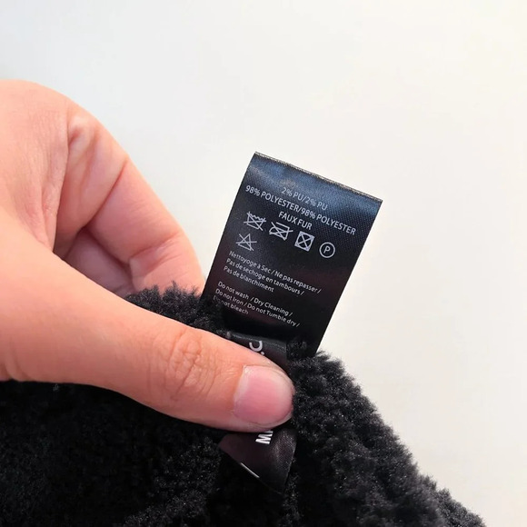 Sixth June Black Faux Shearling Bohemian Full Zip Heavy Moto Jacket M - Picture 14 of 14